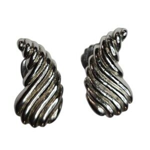 Vintage Barclay Silver-Tone Swirl Clip-On Earrings